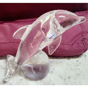 Vintage‎ Hadeland Glassverk Nisse Figurine Norway Dolphin 6"